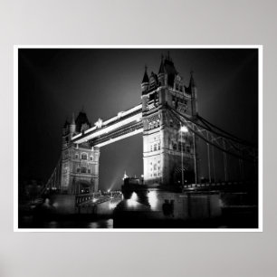 Póster Puente de la Torre de Londres en negro y blanco po
