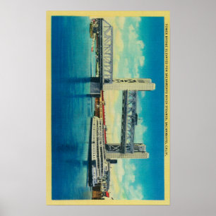 Póster Puente de la torre elevado para el río Sacramento