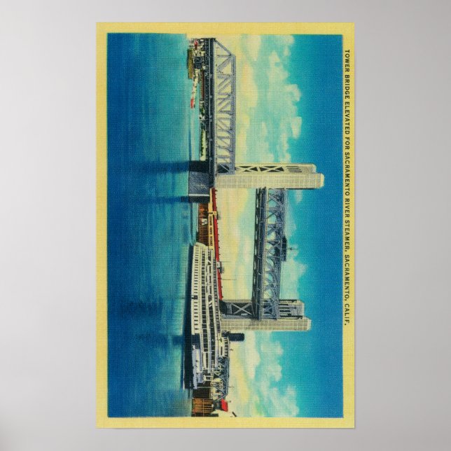 Póster Puente de la Torre Elevado para el Río Sacramento (Frente)