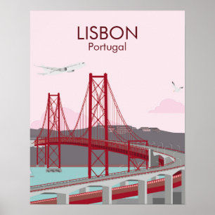 Póster Puente de Lisboa de estilo vintage