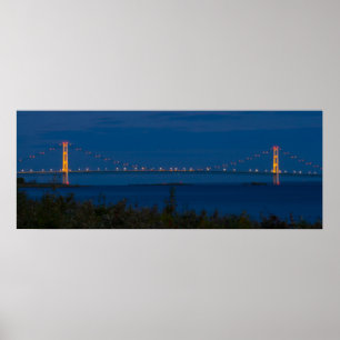 Póster Puente de Mackinac en la noche, Michigan