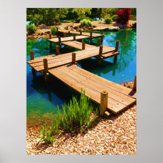 Póster Puente de madera del jardín japonés