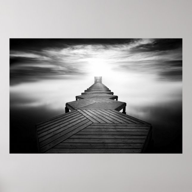 Póster Puente de madera sobre el mar (Frente)