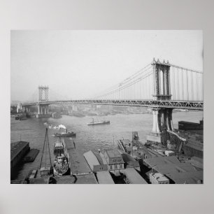 Póster Puente de Manhattan, 1909. Foto antigua