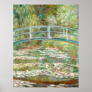 Póster Puente de Monet sobre un estanque de lirios de agu