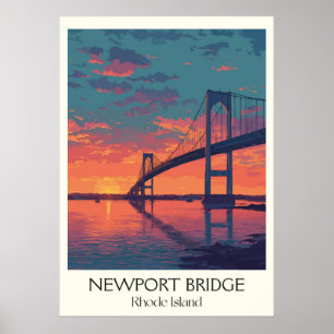 Póster Puente de Newport Rhode Island Atardecer