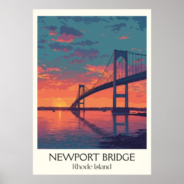 Póster Puente de Newport Rhode Island Atardecer (Frente)