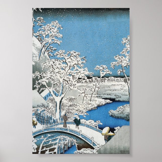 Póster Puente de nieve de la escena vitícola de invierno  (Frente)