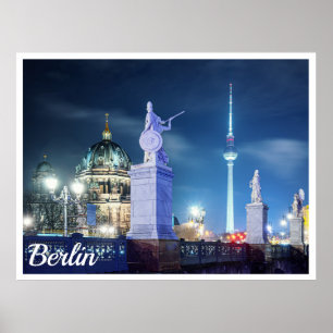 Póster Puente de piedra cerca de la Catedral de Berlín en