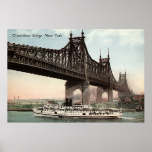 Póster Puente de Queensboro, Nueva York 1915 Vintage