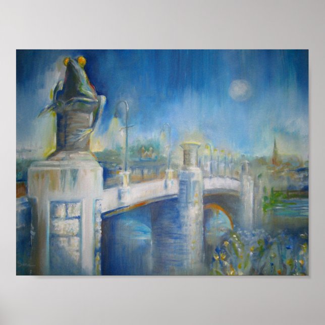 Póster Puente de ranas Willimantic de noche (Frente)