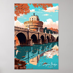 Póster Puente de Saint Angelo Lugar de viaje vintage de I