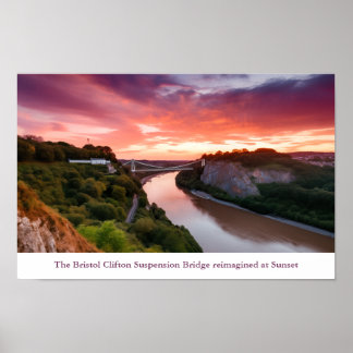 Póster Puente de Suspensión Clifton en el poster Sunset