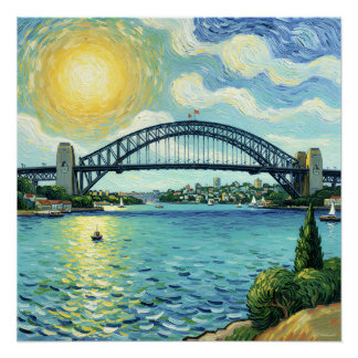 Póster Puente de Sydney Harbour bañado en luz solar