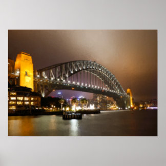 Póster Puente de Sydney Harbour de estilo vintage pintado