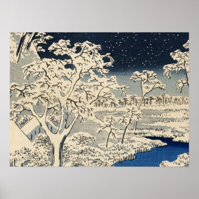 Póster Puente de tambor en Meguro, por Ando Hiroshige (Frente)