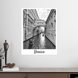 Póster Puente de Venecia de suspiros blanco negro con gon