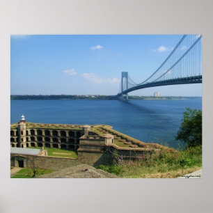 Póster Puente de Verrazano de la isla del St. a Brooklyn,