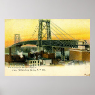 Póster Puente de Williamsburg, Nueva York, 1905 Vintage