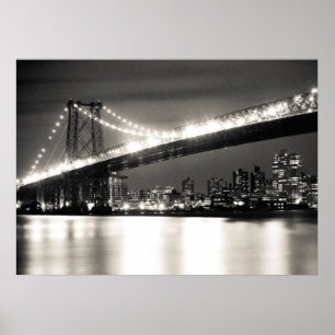 Póster Puente de Williamsburg por la noche en la ciudad d