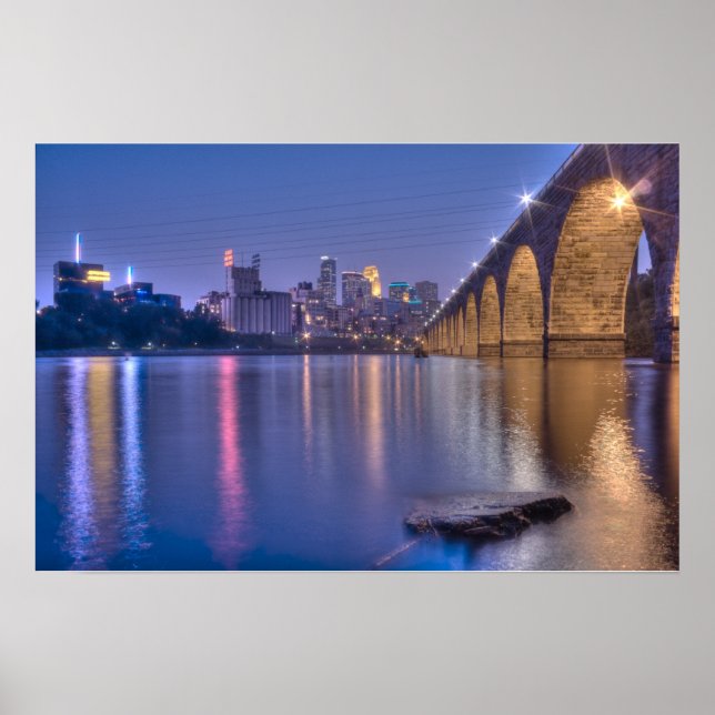 Póster Puente del Arco de Piedra de Minneapolis en Crepús (Frente)