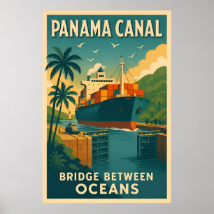 Póster Puente del Canal de Panamá entre Océanos Viaje Ant