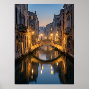 Póster Puente del Canal de Venecia al Anochecer