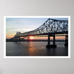 Póster Puente del Gran Nueva Orleans al atardecer