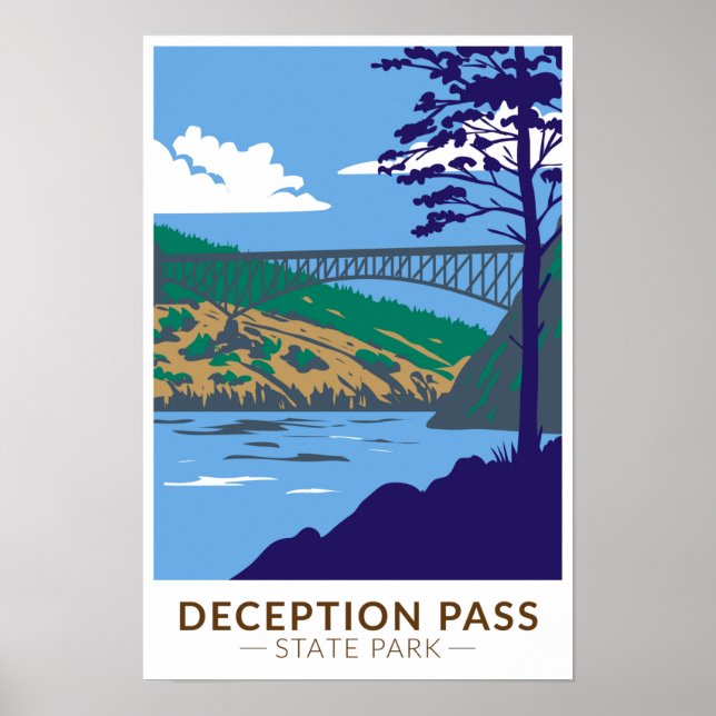 Póster Puente del Parque Estatal Deception Pass Washingto (Frente)