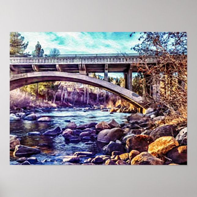 Póster puente del río Verdi Truckee (Frente)