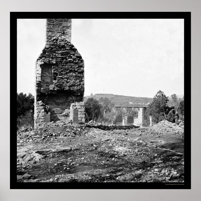 Póster Puente donde el General Longstreet volvió a 1864 (Frente)