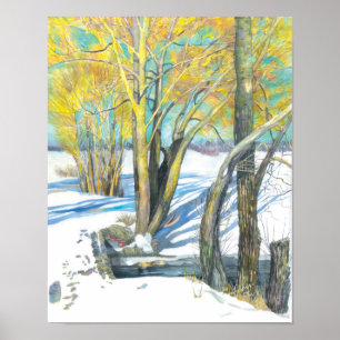 Póster puente en invierno