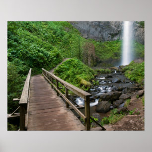 Póster Puente en Latourell Falls, Columbia River Gorge,