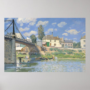 Póster Puente en Villeneu por Sisley Pintura Impresionist