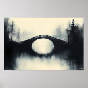 Póster Puente Enigmático en medio de Reflejos Brumosos en