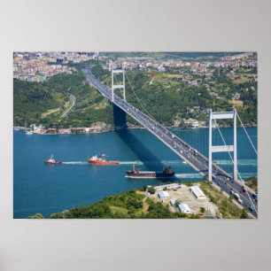 Póster Puente Fatih Sultan Mehmet sobre el Bósforo,