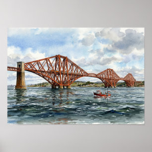 Póster Puente ferroviario histórico de Forth Escocia Acua