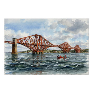 Póster Puente ferroviario histórico de Forth Escocia Acua