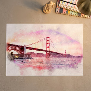 Póster Puente Golden Gate al atardecer Pastel en San Fran