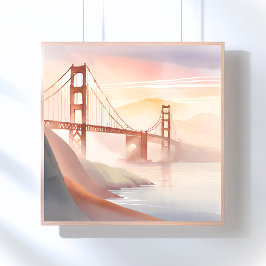 Póster Puente Golden Gate | Amanecer Hermoso Acuarela