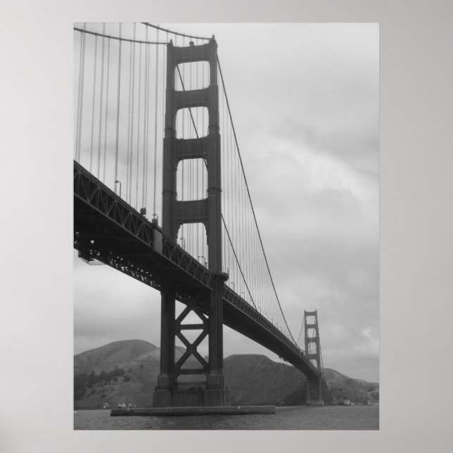Póster Puente Golden Gate (blanco y negro) (Frente)