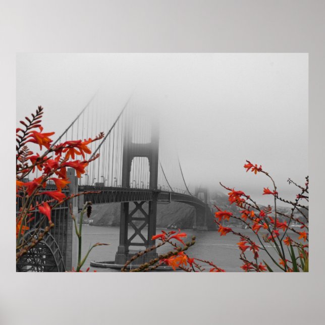 Póster Puente Golden Gate en blanco y negro (Frente)