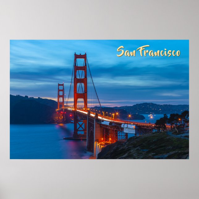 Póster Puente Golden Gate en Crepúsculo (Frente)