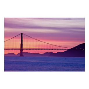 Póster Puente Golden Gate en la puesta del sol