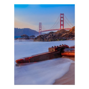 Póster Puente Golden Gate en San Francisco, Baker Beach