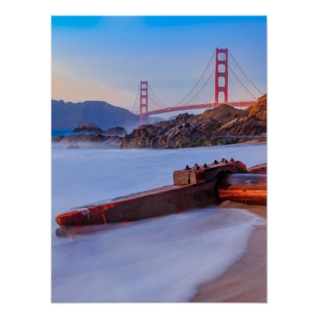 Póster Puente Golden Gate en San Francisco, Baker Beach (Anverso)