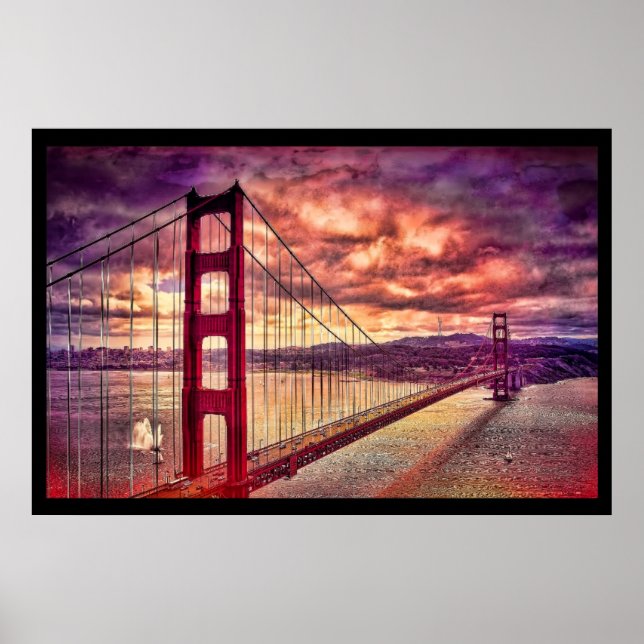 Póster Puente Golden Gate en San Francisco, California. (Frente)