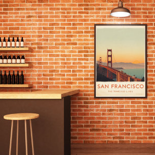 Póster Puente Golden Gate Retro de San Francisco 