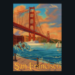Póster Puente Golden Gate - San Francisco, Poster de CA<br><div class="desc">Acá uno de nuestros afiches de viaje al estilo de la época. Todos los diseños son personalizados hechos para parecerse a posters de principios del siglo XX. Estas piezas de arte llevan un alto detalle,  un color profundo y una cuidadosa atención a la calidad.</div>