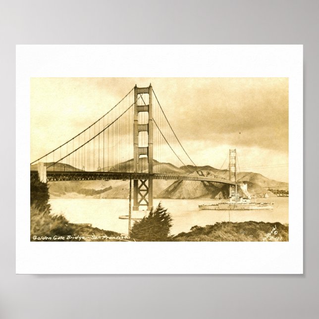 Póster Puente Golden Gate, San Francisco Vintage (Frente)